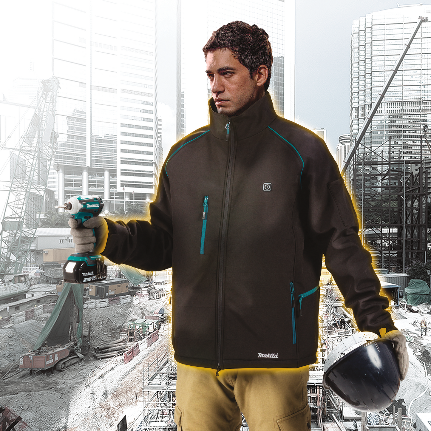 Makita DCJ205ZL 18V LXT® Lithium‘Ion Cordless Heated Jacket, Jacket Only (Black, L)