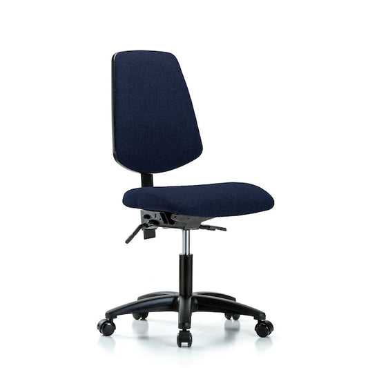 Blue Ridge Ergonomics FDHCH-MB-RG-T0-A0-RC-F45 Rutledge Fabric Chair - Desk Height with Medium Back & Casters in Navy Fabric