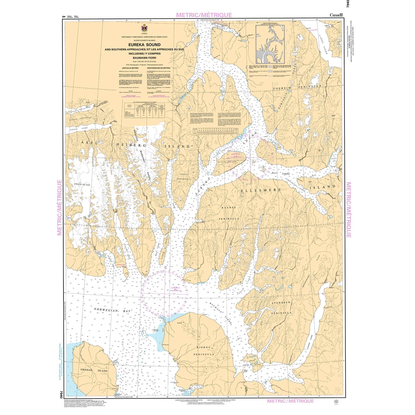 Paradise Clay CAN7940 CHS Chart Eureka South and Southern Approaches/et Les Approches Du Sud Including/y Compris Baumann Fiord