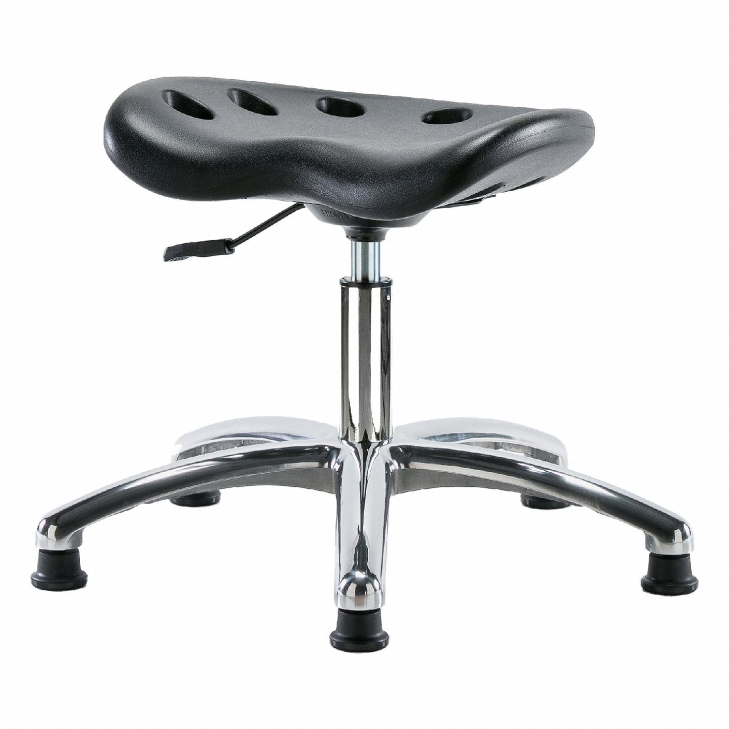 Blue Ridge Ergonomics PTDHSL-CR-RG-BLK Polyurethane Tractor Stool Chrome - Desk Height with Stationary Glides in Black Polyurethane