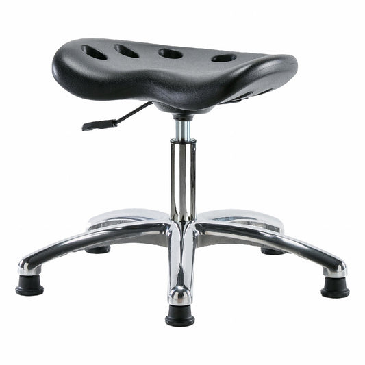Blue Ridge Ergonomics PTDHSL-CR-RG-BLK Polyurethane Tractor Stool Chrome - Desk Height with Stationary Glides in Black Polyurethane