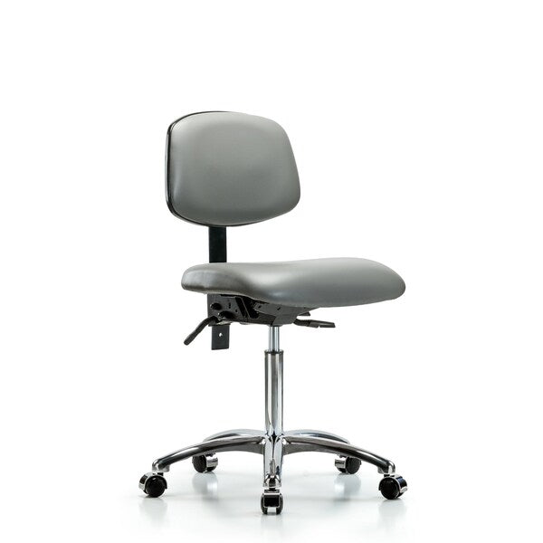 Blue Ridge Ergonomics VMBCH-CR-T1-A0-NF-CC-8840 Rutledge Vinyl Chair Chrome - Medium Bench Height with Seat Tilt & Casters in Sterling Supernova™ Vinyl