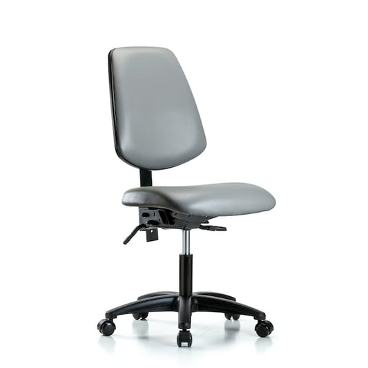 Blue Ridge Ergonomics VDHCH-MB-RG-T0-A0-RC-8840 Rutledge Vinyl Chair - Desk Height with Medium Back & Casters in Sterling Supernova™ Vinyl