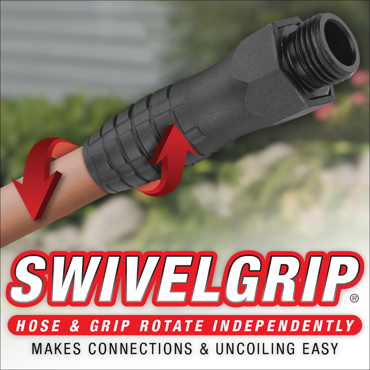 Colors HFZC550TCS-E SwivelGrip® Garden Hose, 5/8" x 50', 3/4" - 11 1/2 GHT Fittings, Red Clay