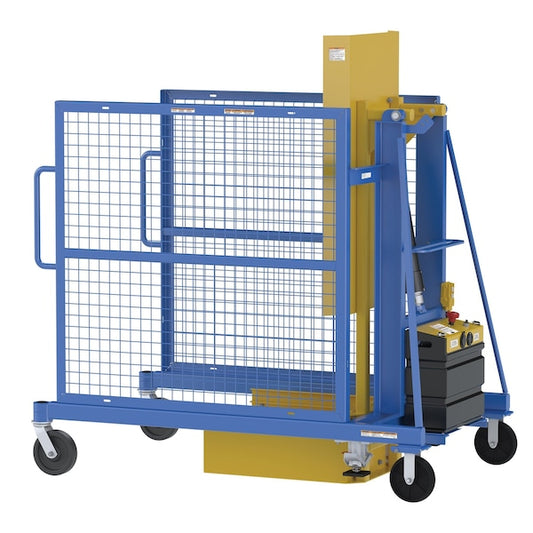 Vestil TCD-M-60-DC Trash Can, Blue/Yellow, Steel