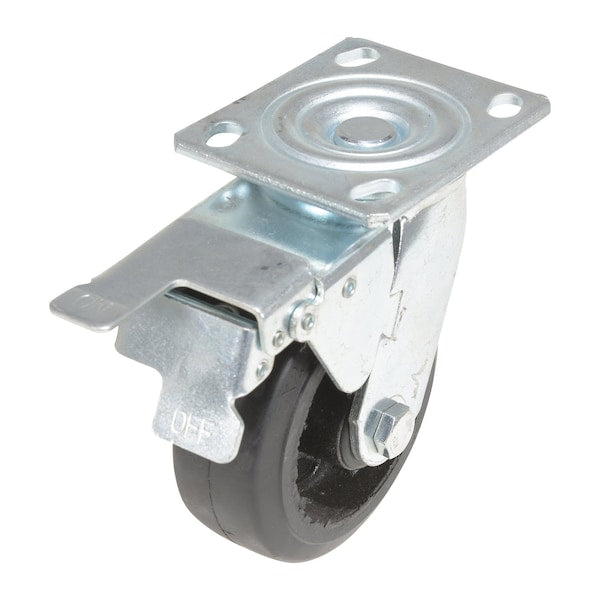 Vestil CST-VE-5X2MR-SWTB Rubber Swivel With Total Brake Caster 5 In. Diameter x 2 In. Width 440 lb Dark Black