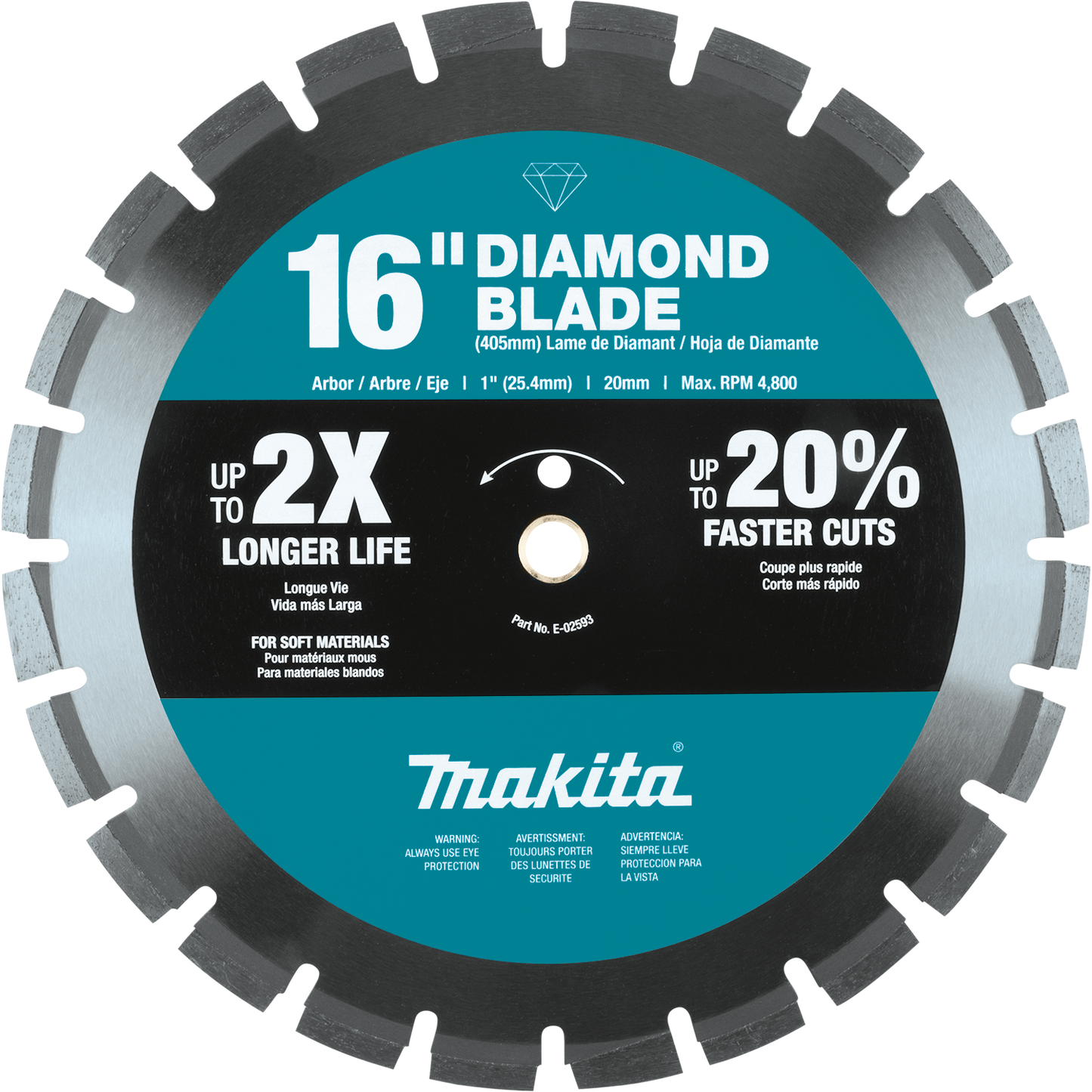 Makita E-02593 16" Diamond Blade Segmented, Soft Material