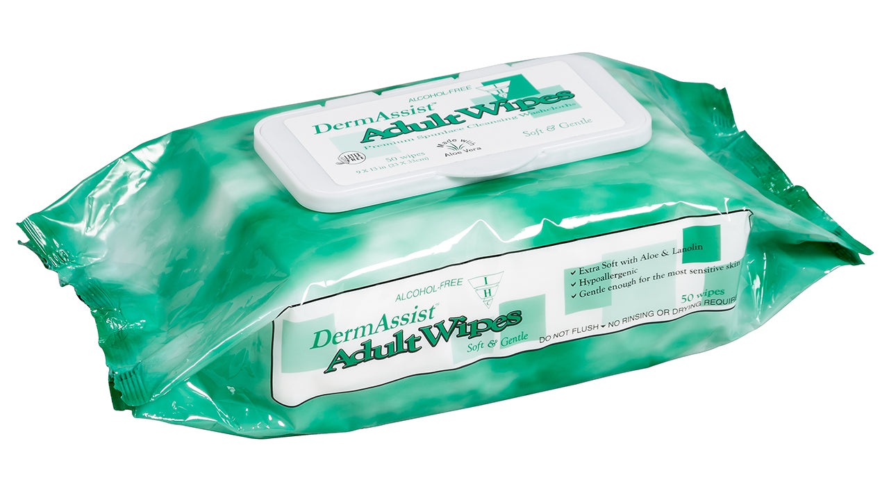 Innovative Healthcare 80-301 Dermassist Adult Wipes - 9” X 13”, 50/Pk, 12 Pk/Cs