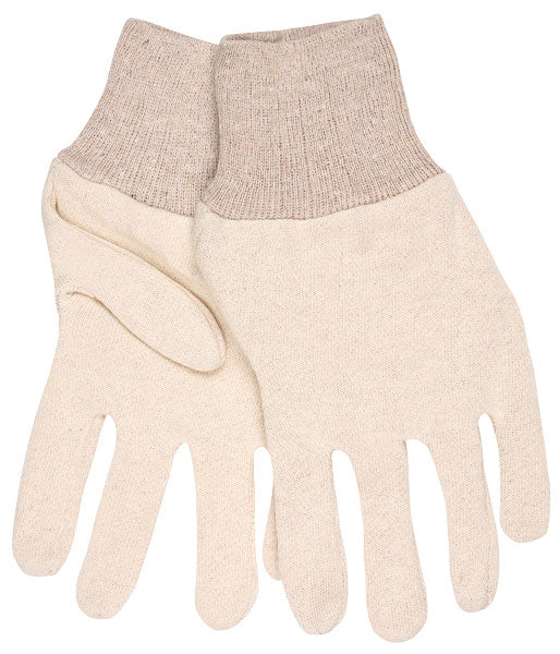 MCR Safety 8002I Natural Jersey Work Gloves Reversible Pattern with Knit Wrist Cotton Polyester Blend Small or Ladies Sizing (1 DZ)