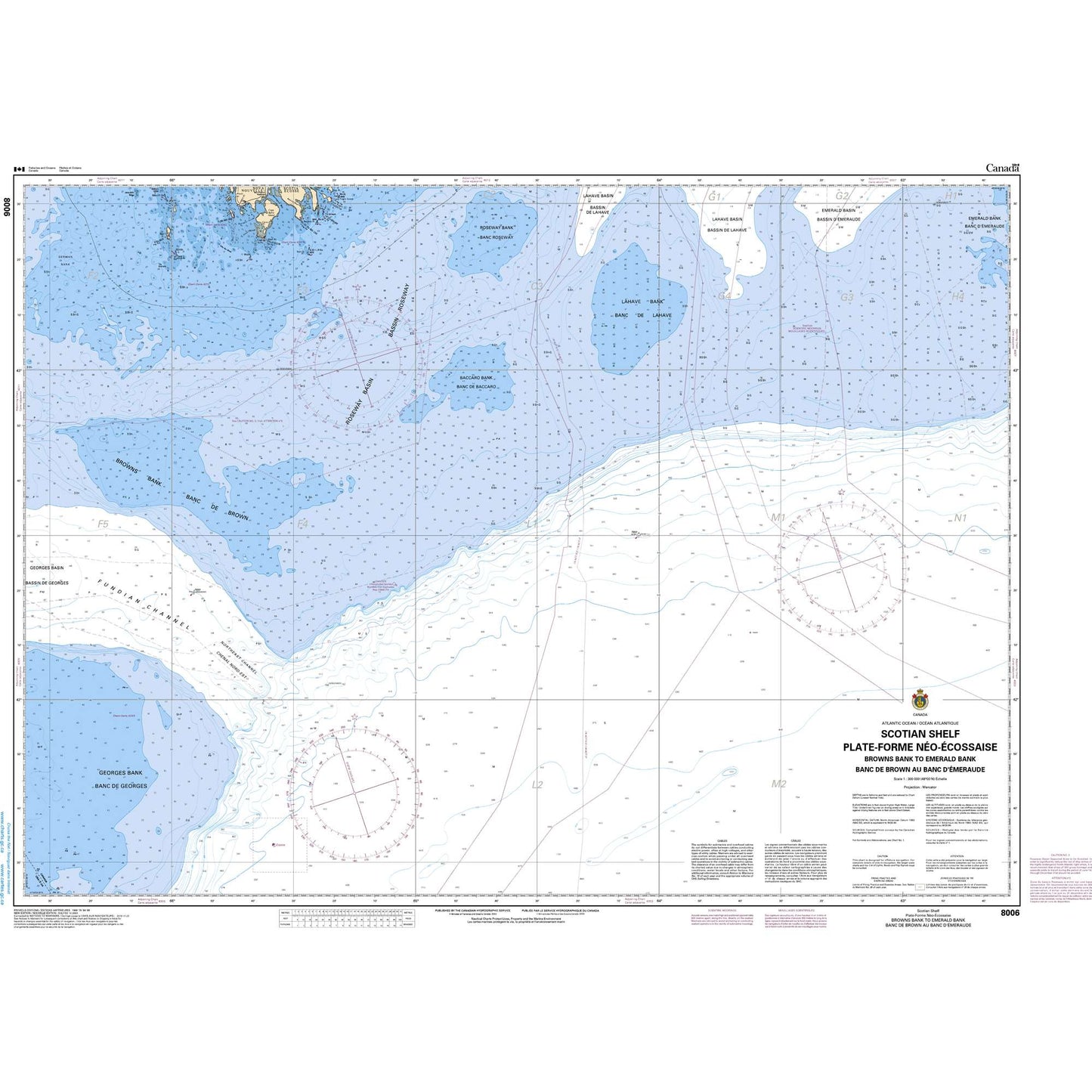 Paradise Clay CAN8006 CHS Chart Scotian Shelf/Plate-Forme Néo-Écossaise, Browns Bank to Emerald Bank/Banc de Brown au Banc D'Éme...