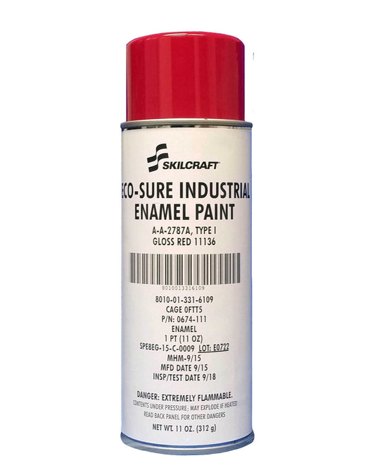 AbilityOne 8010013316109 Eco-Sure Industrial Enamel Aerosol Paint - Red 11136