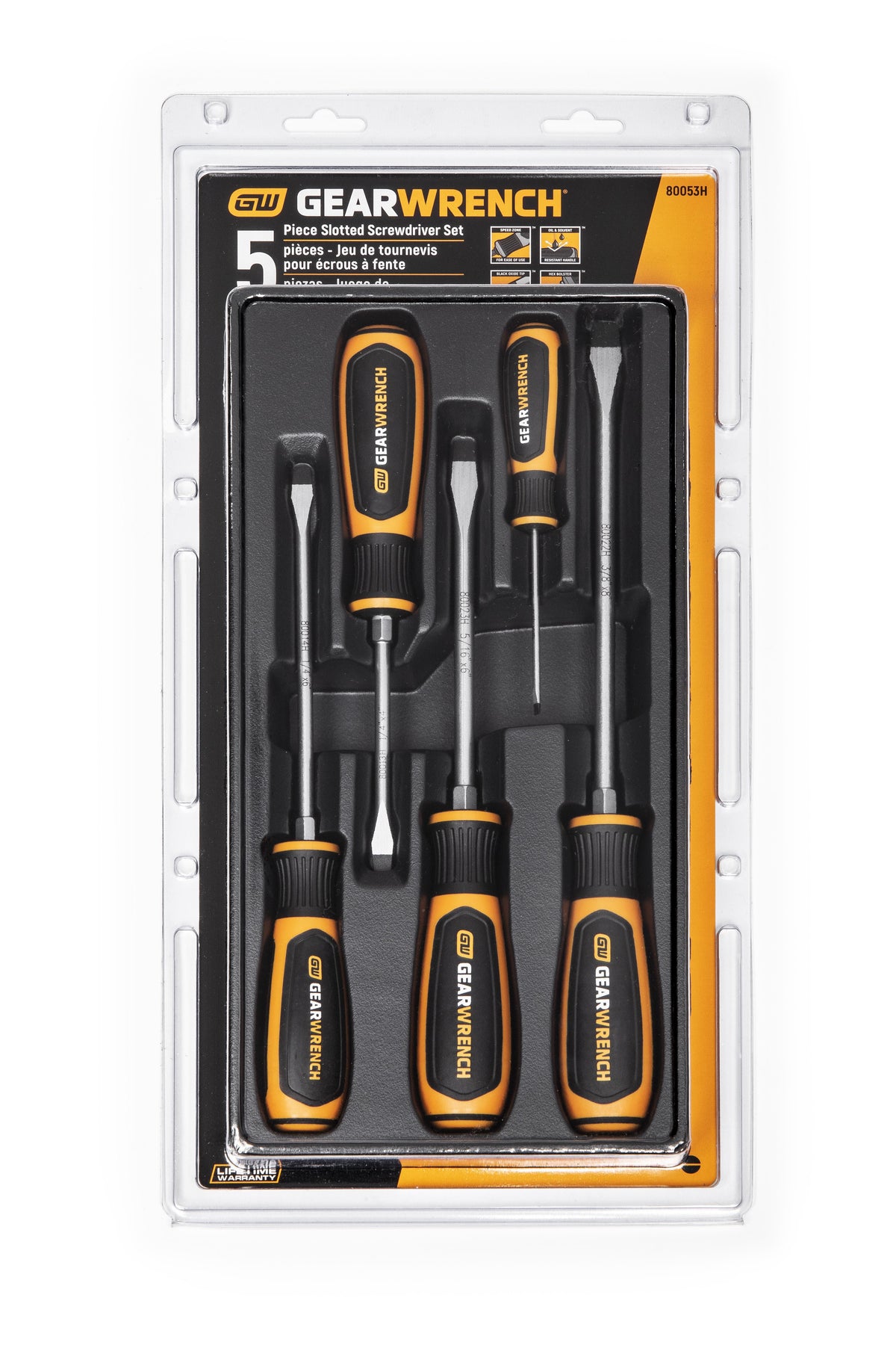 Gearwrench 80053H 5 Piece Slotted/Cabinet Dual Material Screwdriver Set