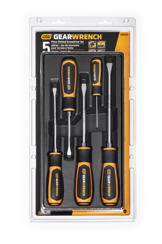 Gearwrench 80053H 5 Piece Slotted/Cabinet Dual Material Screwdriver Set