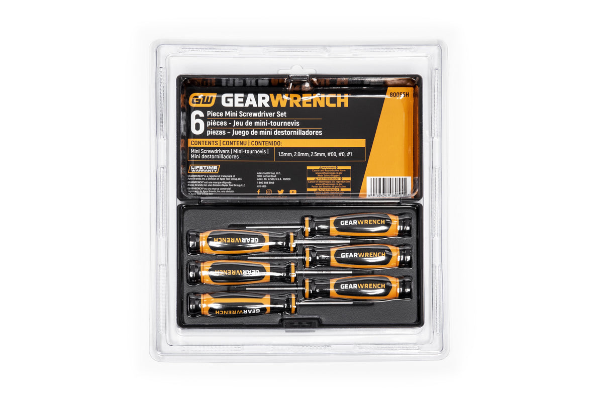 Gearwrench 80055H 6 Piece Phillips®/Slotted Mini Dual Material Screwdriver Set