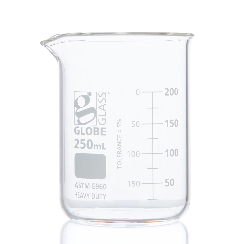 Globe Scientific 8024000 Beaker Globe Glass 4000mL Low Form Griffin Style Heavy Duty Dual Graduations ASTM E960 1/Box