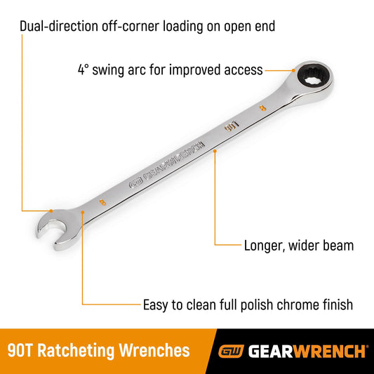 Gearwrench 86946 9/16" 90-Tooth 12 Point Ratcheting Combination Wrench
