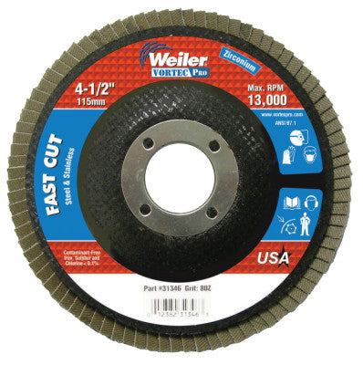 Weiler 31346 4-1/2 Wolv Angled Phenolic Back 80Z 7/8 Arb Hole