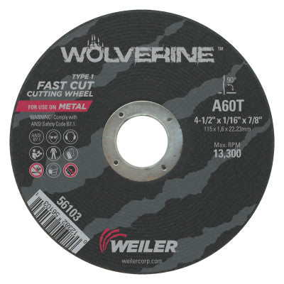 Weiler 56103 4-1/2 X 1/16 Wolv Ty1 C-O Whl  A60T  7/8 Ah