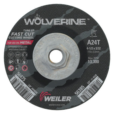 Weiler 56385 4-1/2 X 3/32 Wolv Ty27 Cut Whl  A24T  5/8-11 Unc