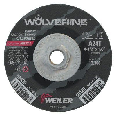 Weiler 56429 4-1/2 X 1/8 Wolv Ty27 Cut Whl  A24R  5/8-11 Unc (1 EA)