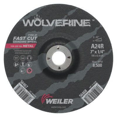 Weiler 56467 7 X 1/4 Wolv Ty27 Grindwhl  A24R  7/8 Ah