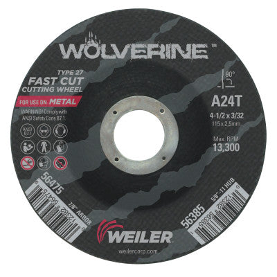 Weiler 56475 4-1/2 X 3/32 Wolv Ty27 Cut Whl  A24T  7/8 Ah