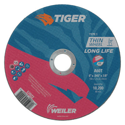 Weiler 57022 6 X 045 Tiger  Ty1 C-O Whl  A60T  7/8 Ah (1 EA)