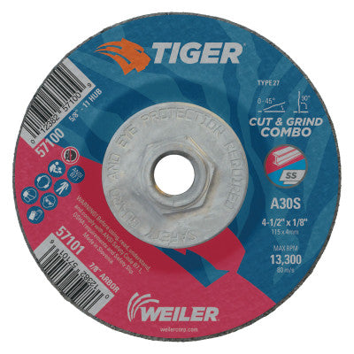 Weiler 57100 4-1/2 X 1/8 Tiger Ty27 Comb Whl  Ao  5/8-11 Ah (1 EA)