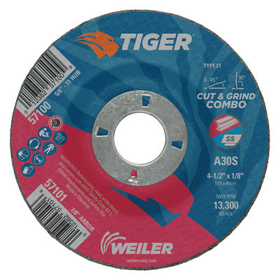 Weiler 57101 4-1/2 X 1/8 Tiger Ty27 Comb Whl  Ao  7/8 Ah (1 EA)