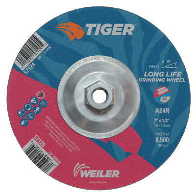 Weiler 57124 7 X 1/4 Tiger  Ty27 Grind Whl  Ao  5/8-11 Ah (1 EA)