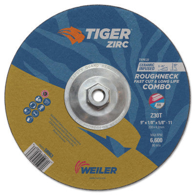 Weiler 58063 9 X 1/8 Tiger Zirc T27 Combo Wheel  Z30T  5/8-11 (1 EA)