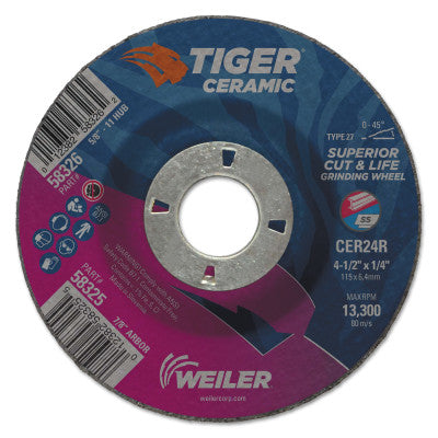 Weiler 58325 4.5 X 1/4 Tiger Ceramict27 Gw Cer24R 7/8 Ah (10 EA)