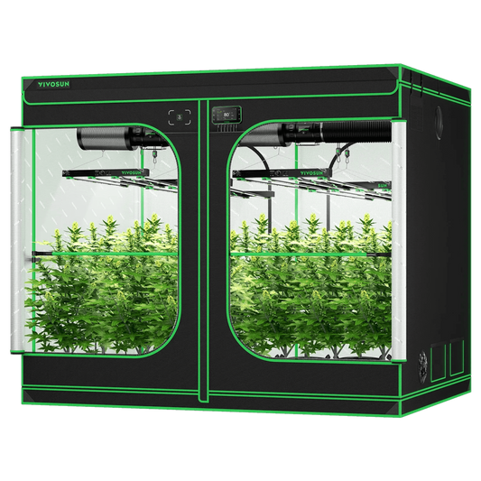 Vivosun Smart Grow Tent Kit GIY-SGS-88 Pro 8x8, 16-Plant Complete System, with WiFi E42A+ Controller, 4x 450W VSFD4500 LED Grow Light, and 2x 8-inch AeroZesh T8 Ventilation Combo
