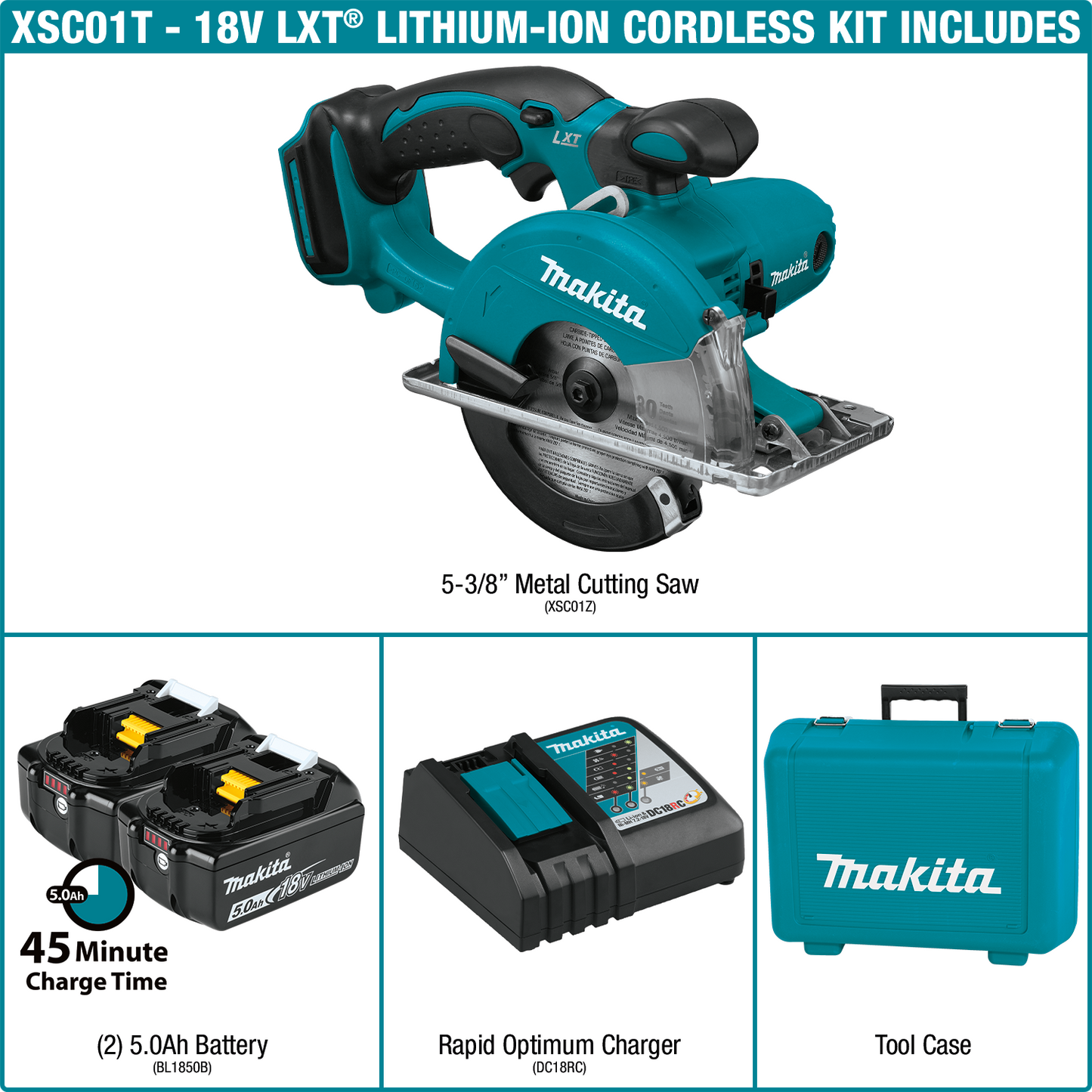 Makita XSC01T 18V LXT® Lithium‘Ion Cordless 5‘3/8" Metal Cutting Saw Kit (5.0Ah)