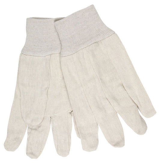 MCR Safety 8100 White Canvas Work Gloves Clute Pattern with Knit Wrist Cotton Polyester Blend Straight Thumb (1 DZ)