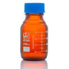 Globe Scientific 8110250 Bottle Amber Media Globe Glass 250mL GL45 Screw Cap Dual Graduations 10/Box