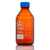 Globe Scientific 8111000 Bottle Amber Media Globe Glass 1000mL GL45 Screw Cap Dual Graduations 10/Box