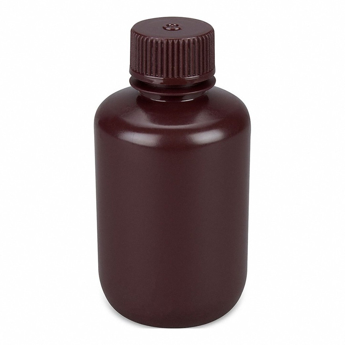 Globe Scientific 7560125AMBKS Bottle Narrow Mouth Boston Round Amber HDPE with Amber PP Closure 125mL Bulk Packed with Bottles and Caps Bagged Separately 500/Case