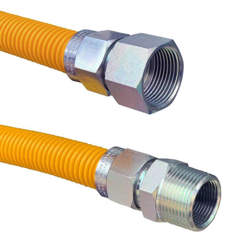 Jones Stephens G76042 1" OD (3/4" ID) X 36" Gas Connector,Yellow Coated Corrugated Stainless Steel, 3/4" MIP X 3/4" FIP