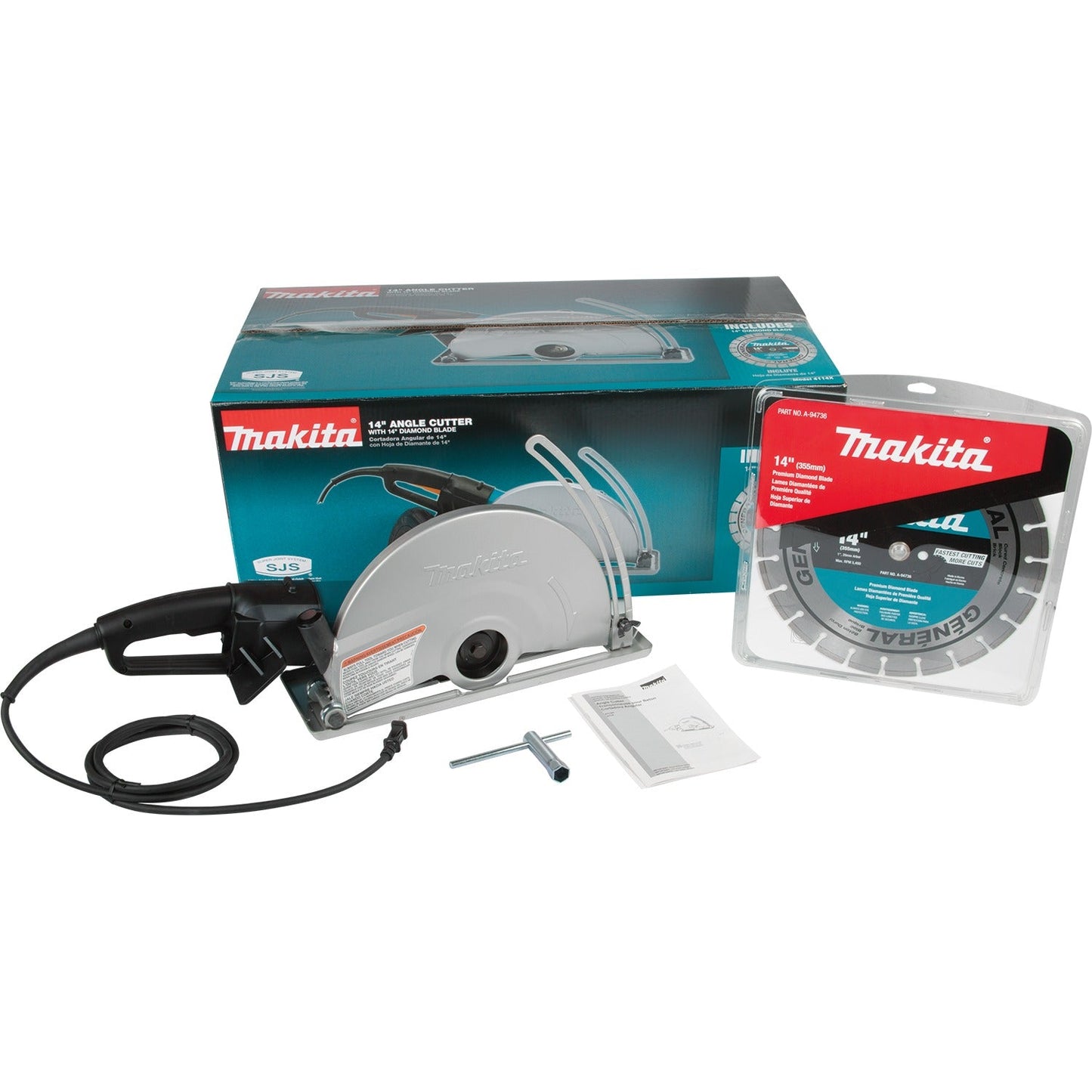 Makita 4114X 14" SJS, Electric Angle Cutter, with 14" Diamond Blade