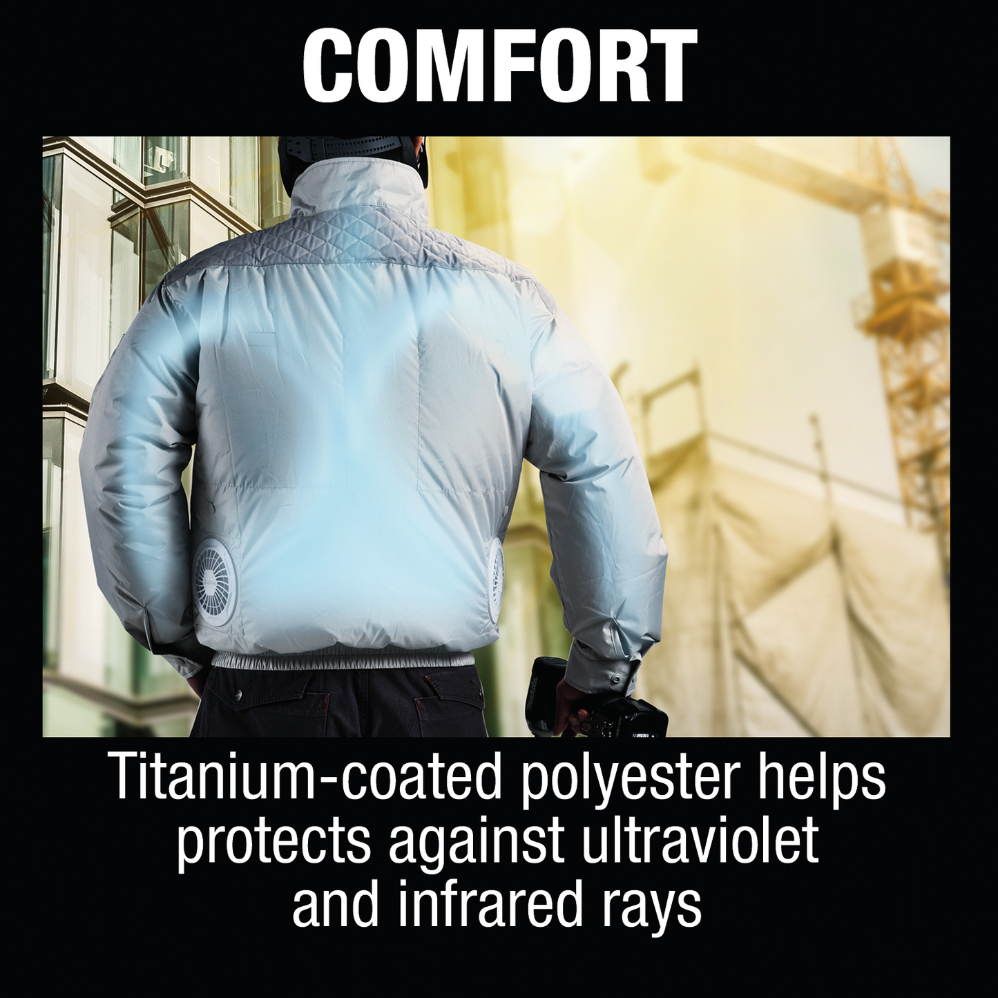 Makita DFJ405ZS 18V LXT® Lithium‘Ion Cordless UV Resistant Fan Jacket, Jacket Only (S)