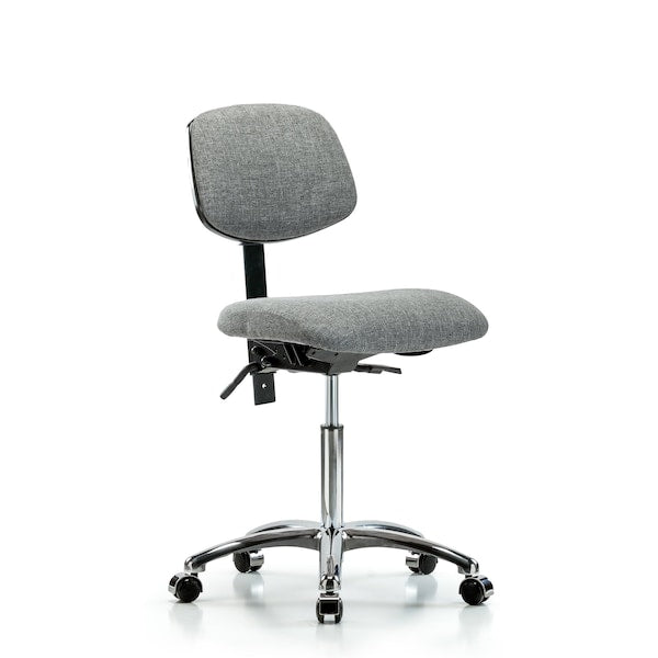 Blue Ridge Ergonomics FMBCH-CR-T0-A0-NF-CC-F44 Rutledge Fabric Chair Chrome - Medium Bench Height with Casters in Gray Fabric