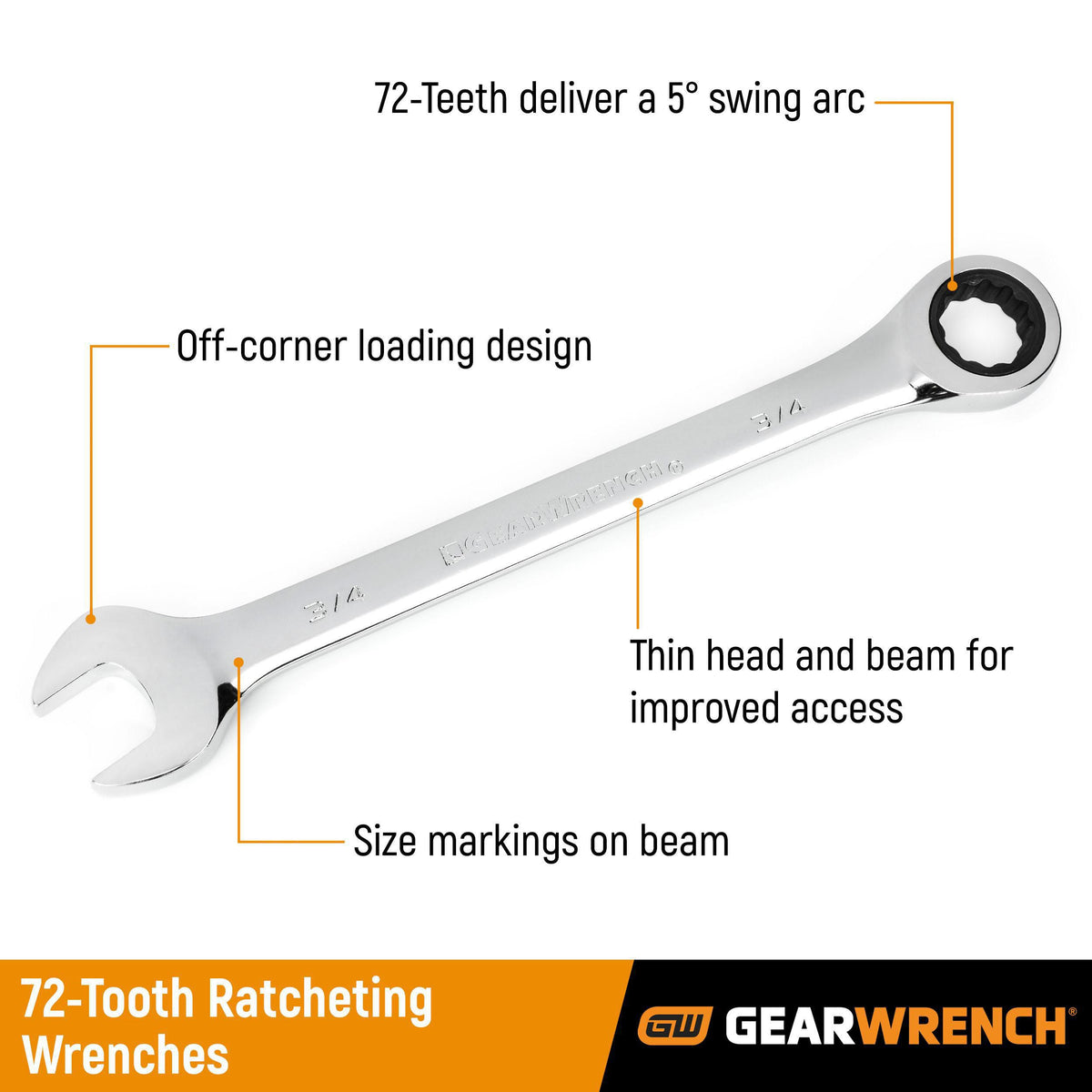 Gearwrench 9141D 41mm 72-Tooth 12 Point Ratcheting Combination Wrench