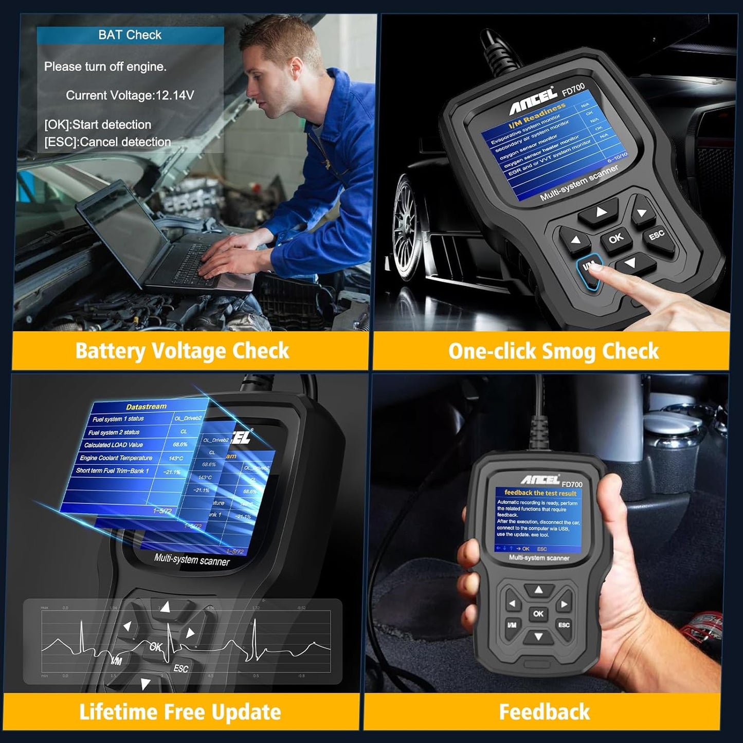 Ancel FD700 All-System OBD2 Diagnostic Scanner