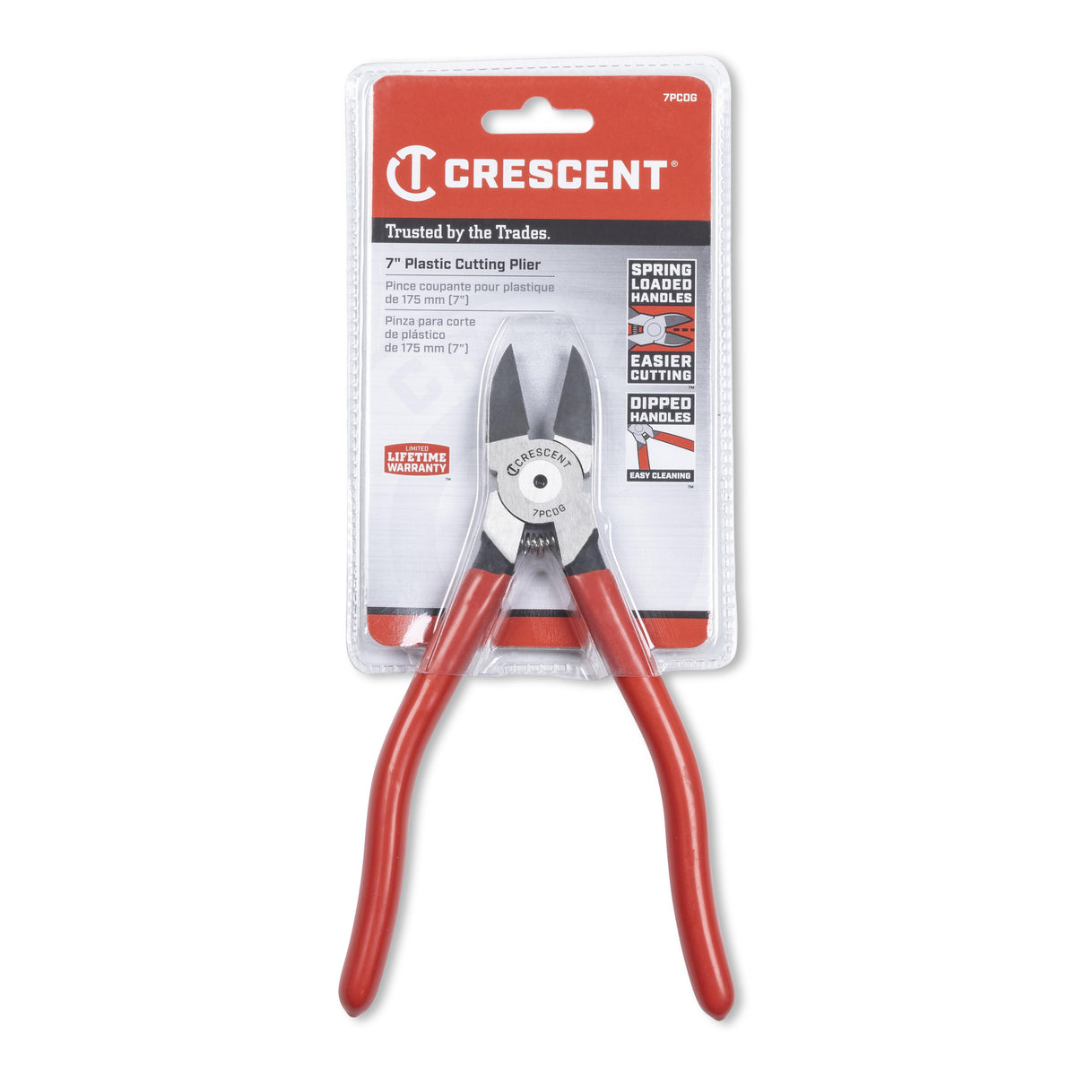 Crescent 7PCDG 7" Plastic Cutting Pliers with Dipped Grip