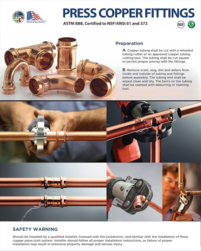 Everflow PCRT2516 2 1/2 x 1 1/2 x 2 Copper Tee, P x P x P, 2-1/2'' x 1-1/2'' x 2''