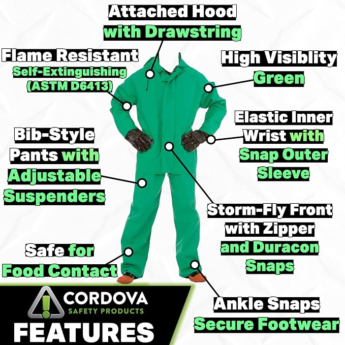 Cordova Safety RS452G3XL Apex-FR™, Chemical Suit, 2-Piece