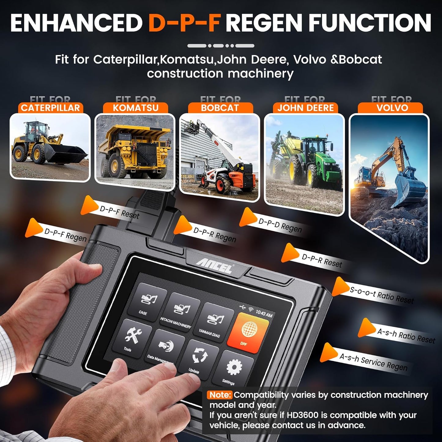 Ancel HD3600 Professional Heavy Duty Truck & Equipment Diagnostic Scanner