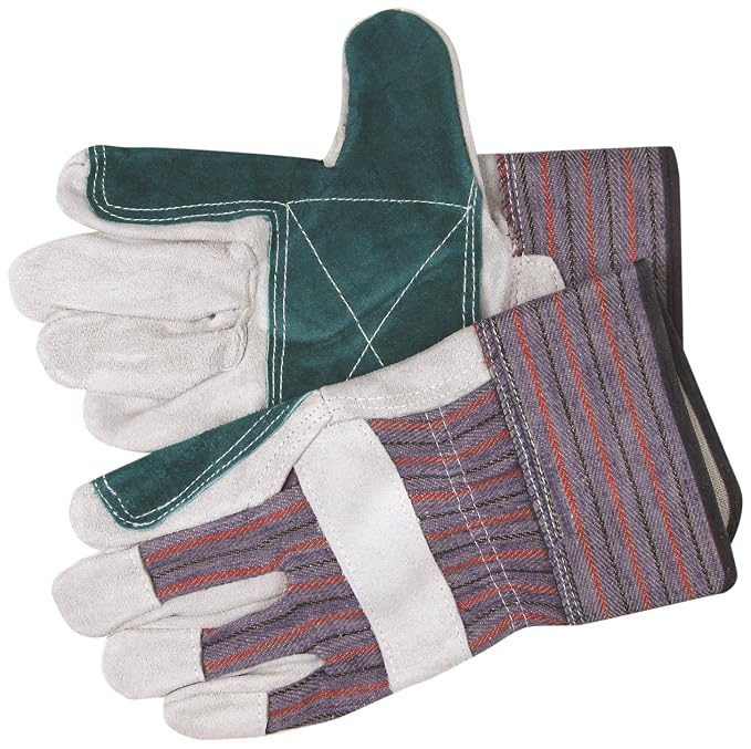 MCR SAFETY 1300XL Full Leather Palm W/Rd/Blu Stripe Fabric 2 1/2In (12 PR)