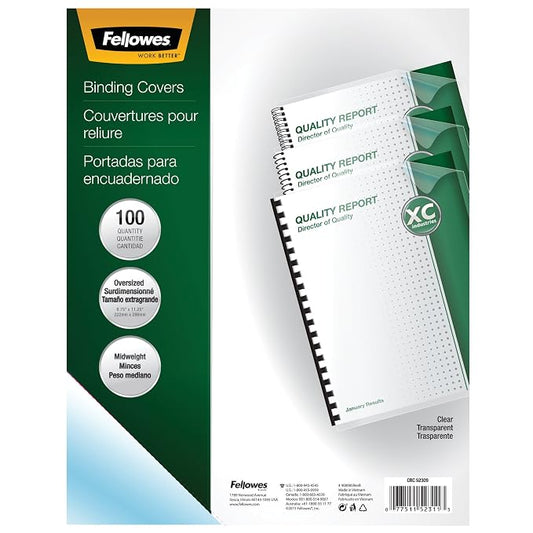 Fellowes FEL52089 Transparent Pvc Covers - Letter, 100 Pack - Letter - 8 1/2" X 11" Sheet Size - Plastic - Clear, Transparent - 100 / Pack